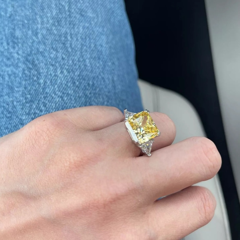 8ct Radiant Cut Canary Ring - Picture 12 of 15